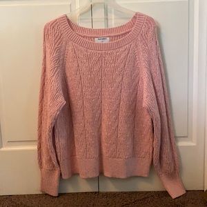 NWT Old Navy Pink Crewneck Woven Long Sleeve Sweater